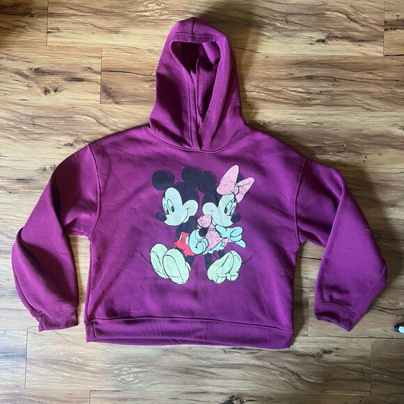 Disney Purple Minnie Mickey Mouse Graphic Printed Pullover Sweatshirt Size Large - Picture 1 of 7